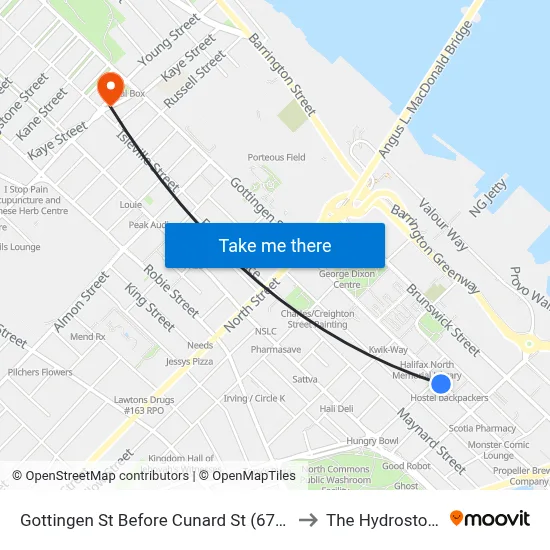 Gottingen St Before Cunard St (6779) to The Hydrostone map