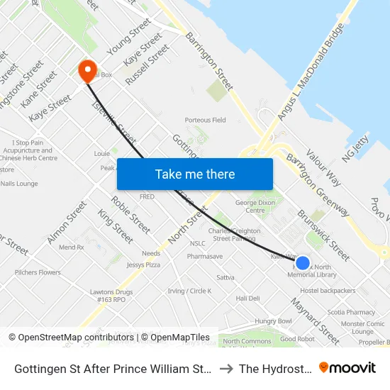 Gottingen St After Prince William St (6775) to The Hydrostone map