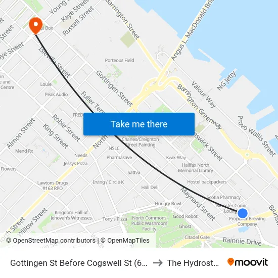 Gottingen St Before Cogswell St (6771) to The Hydrostone map