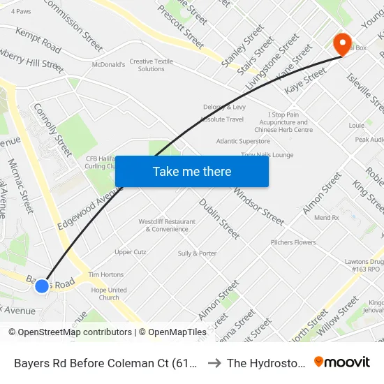 Bayers Rd Before Coleman Ct (6193) to The Hydrostone map