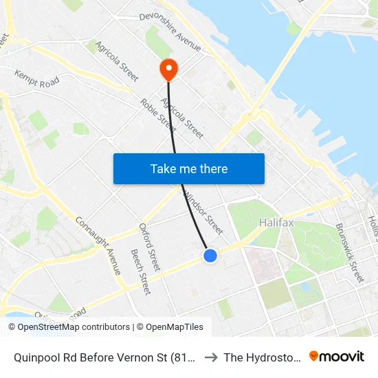 Quinpool Rd Before Vernon St (8149) to The Hydrostone map