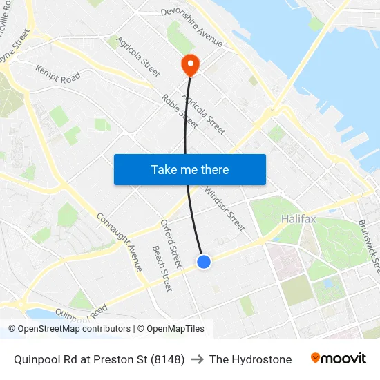 Quinpool Rd at Preston St (8148) to The Hydrostone map