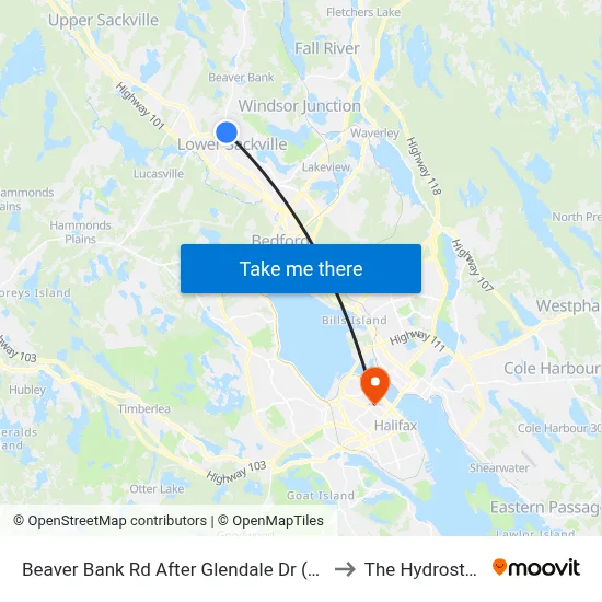 Beaver Bank Rd After Glendale Dr (8709) to The Hydrostone map