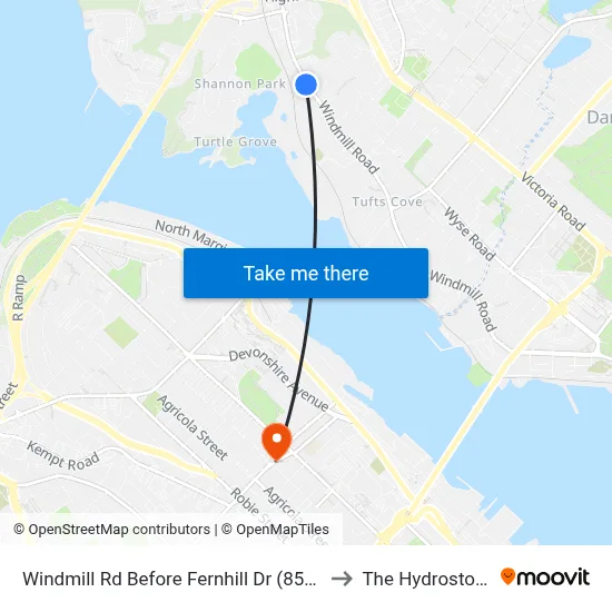 Windmill Rd Before Fernhill Dr (8521) to The Hydrostone map