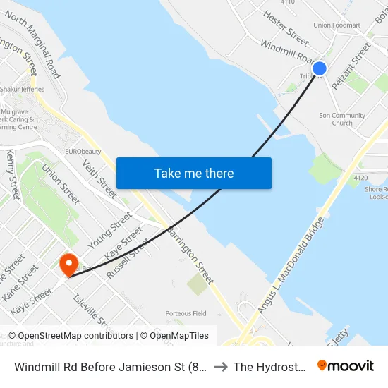 Windmill Rd Before Jamieson St (8525) to The Hydrostone map