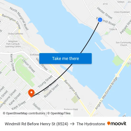 Windmill Rd Before Henry St (8524) to The Hydrostone map