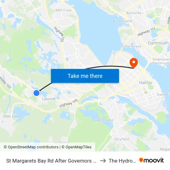 St Margarets Bay Rd After Governors Lake Dr (6186) to The Hydrostone map