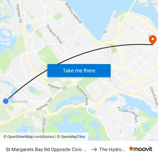 St Margarets Bay Rd Opposite Civic 1264 (6184) to The Hydrostone map
