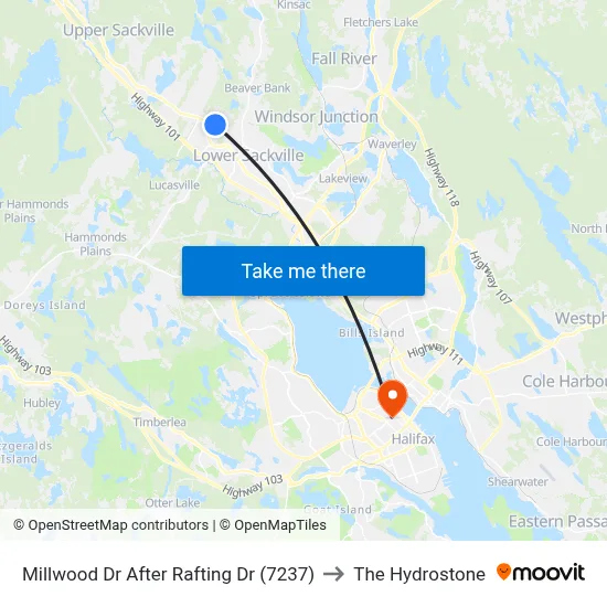Millwood Dr After Rafting Dr (7237) to The Hydrostone map