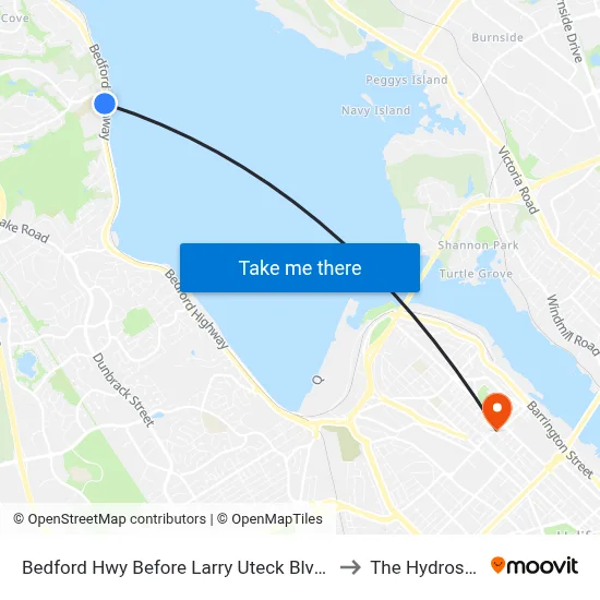 Bedford Hwy Before Larry Uteck Blvd (6239) to The Hydrostone map