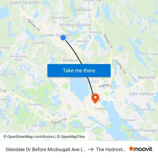 Glendale Dr Before Mcdougall Ave (6751) to The Hydrostone map