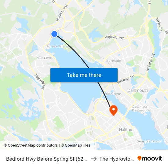 Bedford Hwy Before Spring St (6249) to The Hydrostone map