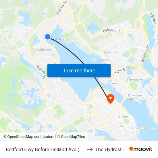Bedford Hwy Before Holland Ave (6240) to The Hydrostone map