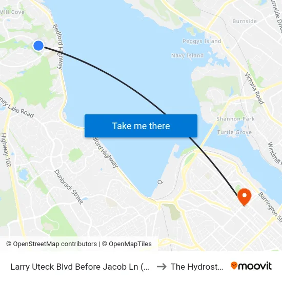 Larry Uteck Blvd Before Jacob Ln (8873) to The Hydrostone map