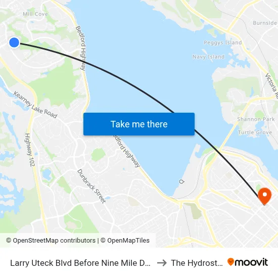 Larry Uteck Blvd Before Nine Mile Dr (8877) to The Hydrostone map