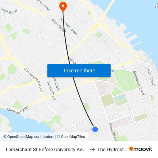 Lemarchant St Before University Ave (7144) to The Hydrostone map