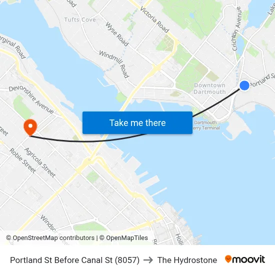 Portland St Before Canal St (8057) to The Hydrostone map