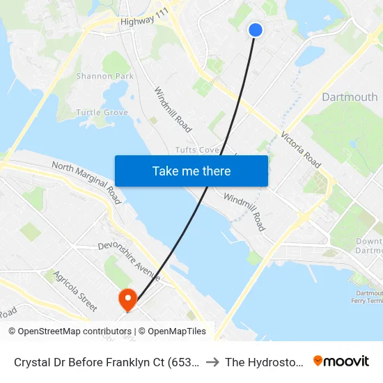 Crystal Dr Before Franklyn Ct (6539) to The Hydrostone map