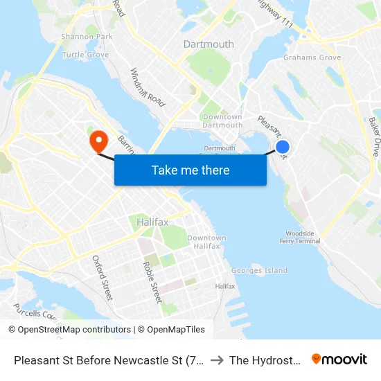 Pleasant St Before Newcastle St (7496) to The Hydrostone map