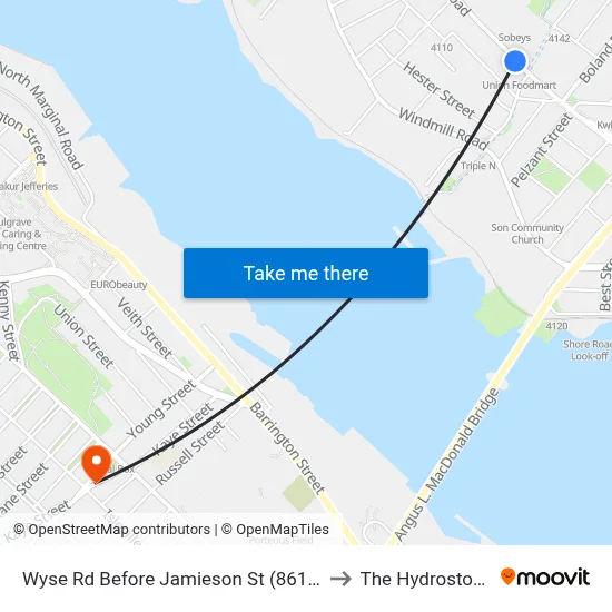Wyse Rd Before Jamieson St (8617) to The Hydrostone map