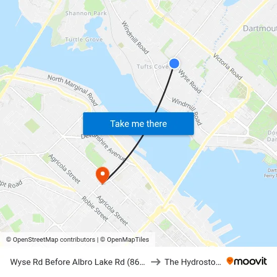Wyse Rd Before Albro Lake Rd (8619) to The Hydrostone map