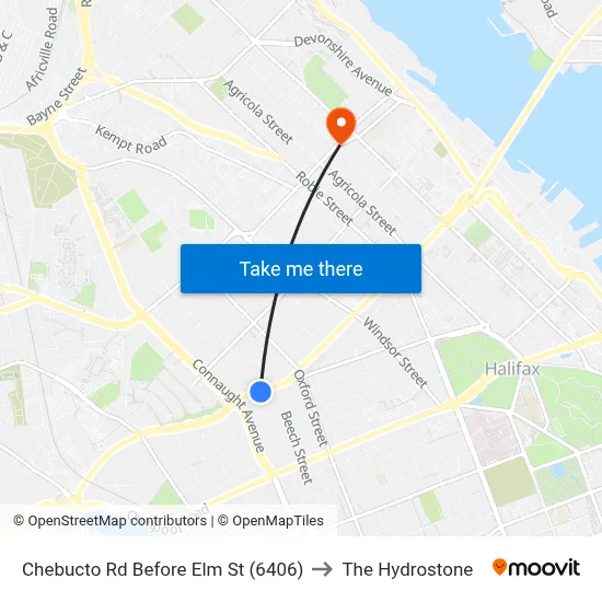 Chebucto Rd Before Elm St (6406) to The Hydrostone map