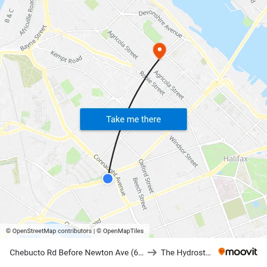 Chebucto Rd Before Newton Ave (6407) to The Hydrostone map