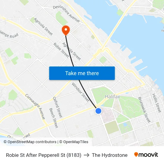 Robie St After Pepperell St (8183) to The Hydrostone map