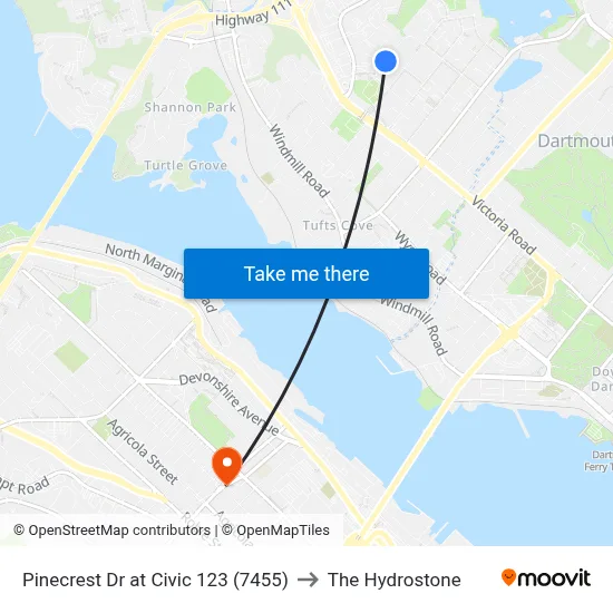 Pinecrest Dr at Civic 123 (7455) to The Hydrostone map