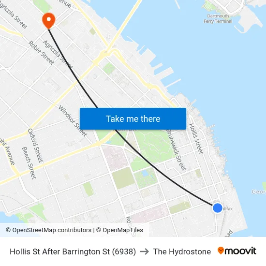 Hollis St After Barrington St (6938) to The Hydrostone map