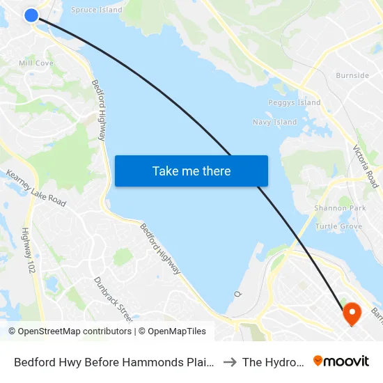 Bedford Hwy Before Hammonds Plains Rd (6255) to The Hydrostone map