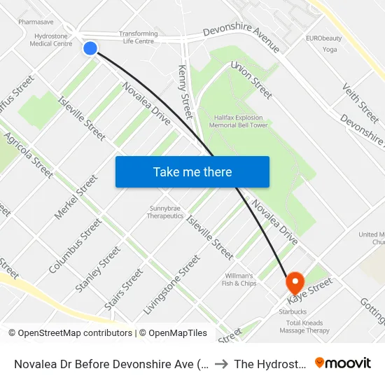 Novalea Dr Before Devonshire Ave (7369) to The Hydrostone map