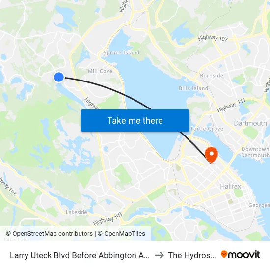 Larry Uteck Blvd Before Abbington Ave (7022) to The Hydrostone map