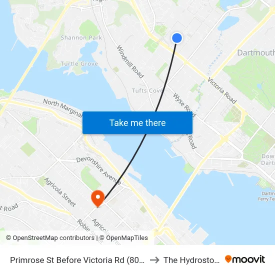 Primrose St Before Victoria Rd (8065) to The Hydrostone map
