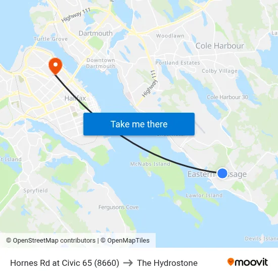 Hornes Rd at Civic 65 (8660) to The Hydrostone map