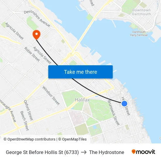 George St Before Hollis St (6733) to The Hydrostone map