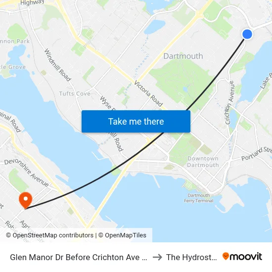 Glen Manor Dr Before Crichton Ave (6735) to The Hydrostone map