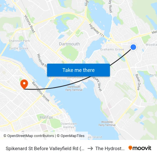 Spikenard St Before Valleyfield Rd (8319) to The Hydrostone map