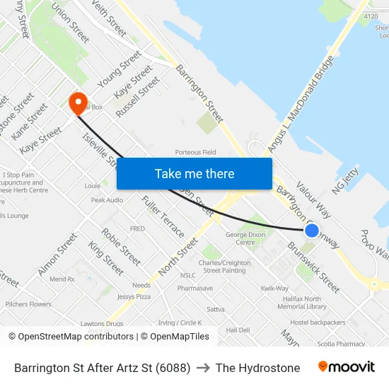 Barrington St After Artz St (6088) to The Hydrostone map
