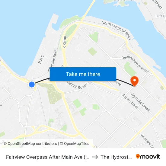 Fairview Overpass After Main Ave (6644) to The Hydrostone map