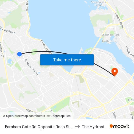 Farnham Gate Rd Opposite Ross St (6647) to The Hydrostone map