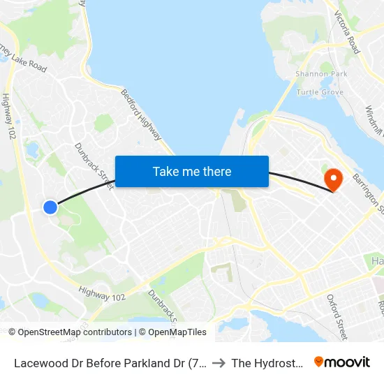 Lacewood Dr Before Parkland Dr (7080) to The Hydrostone map