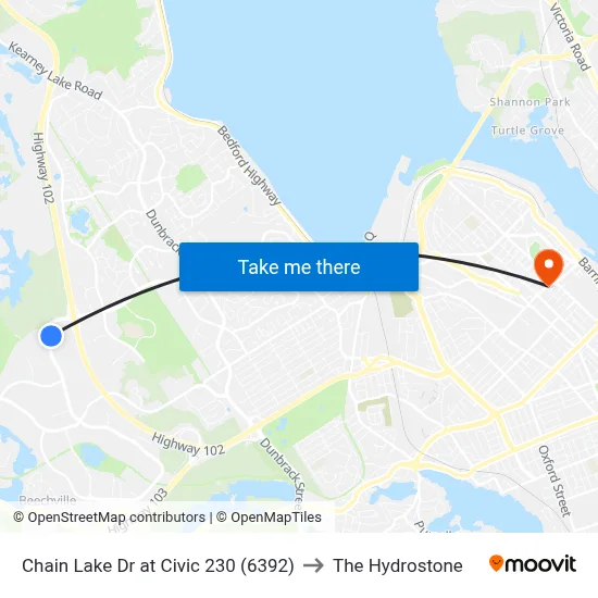 Chain Lake Dr at Civic 230 (6392) to The Hydrostone map