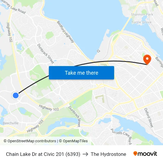 Chain Lake Dr at Civic 201 (6393) to The Hydrostone map