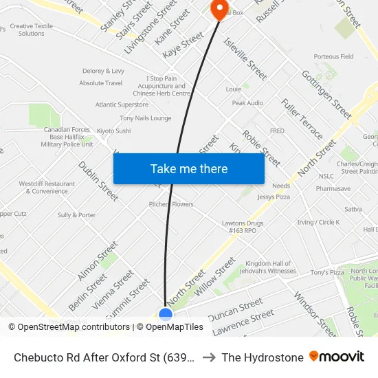 Chebucto Rd After Oxford St (6396) to The Hydrostone map