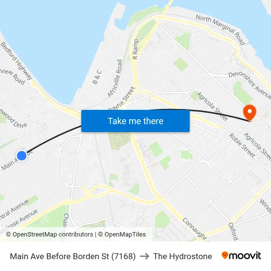 Main Ave Before Borden St (7168) to The Hydrostone map