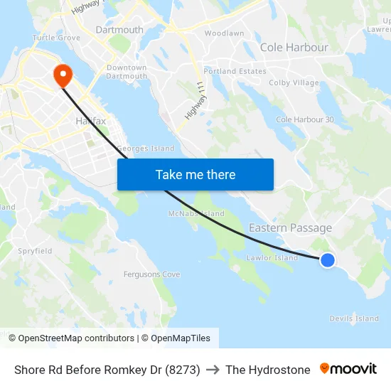 Shore Rd Before Romkey Dr (8273) to The Hydrostone map