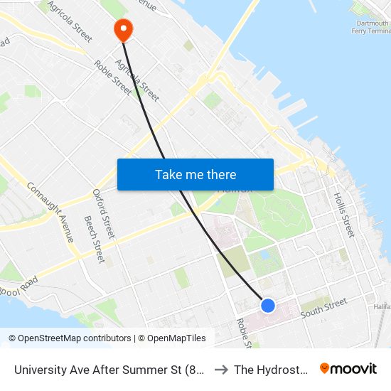 University Ave After Summer St (8411) to The Hydrostone map