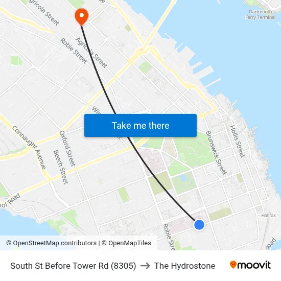 South St Before Tower Rd (8305) to The Hydrostone map