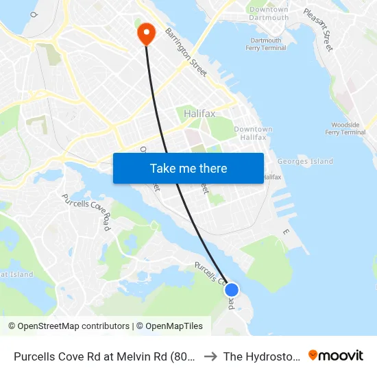 Purcells Cove Rd at Melvin Rd (8096) to The Hydrostone map